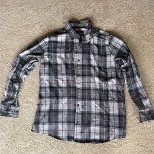 Men's Plaid Shirt - Black and Gray
